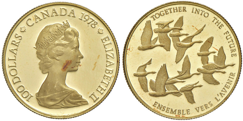 CANADA Elisabetta II (1952-2022) 100 Dollari 1978 - KM 122 AU In astuccio origin...