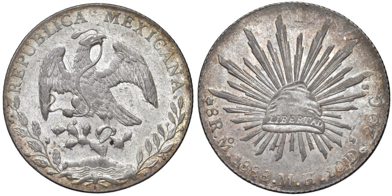 MESSICO 8 Reales 1888 Mo MH - KM 377.10 AG (g 27,00) Bellissima patina su fondi ...