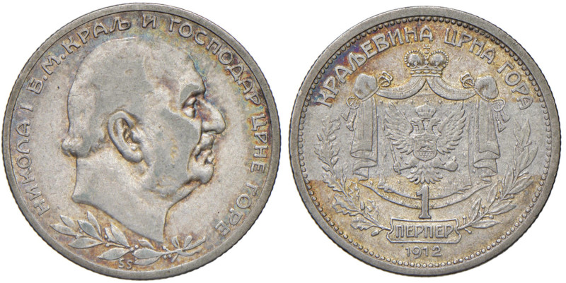 MONTENEGRO Nicola I (1910-1918) Perper 1912 - KM 14 AG (g 5,00) Bella patina

...