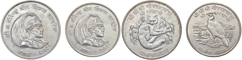 NEPAL 50 e 25 Rupie (1974) - AG (g 31,71 + 25,60) Lotto di due monete

Status:...