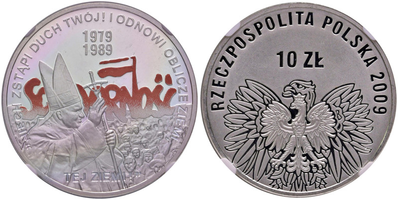 POLONIA 10 Zlotych 2009 General Elections of 1989 - AG In slab NGC PF 67 ULTRA C...