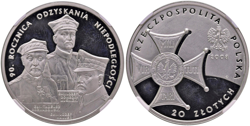 POLONIA 20 Zlotych 2008 Regaining Indipendence - AG In slab NGC PF 66 ULTRA CAME...