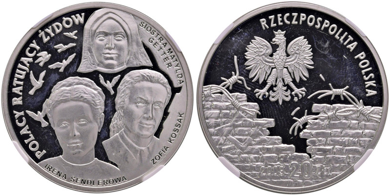 POLONIA 20 Zlotych 2009 Poles Who Saved Jews - AG In slab NGC PF 64 ULTRA CAMEO ...