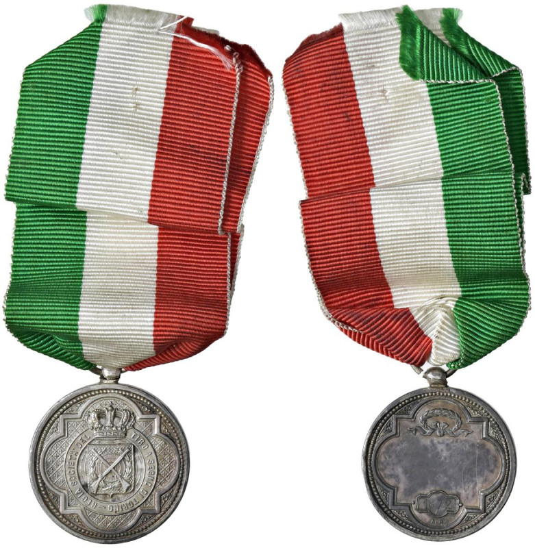 Torino - Regia Società del Tiro a Segno di Torino - Medaglia 1872 con anello por...