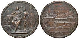 Umberto I (1878-1900) - Medaglia 1896 - Gara inaugurale di tiro a segno, allegoria di Genova seduta con lo stemma cittadino accompagnata da Genio Alat...