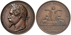 Francia - Napoleone III (1852-1870) - Medaglia 1855 - in commemorazione dell'Esposizione Universale di Parigi - Opus: A. Caque - R - Royal collection ...