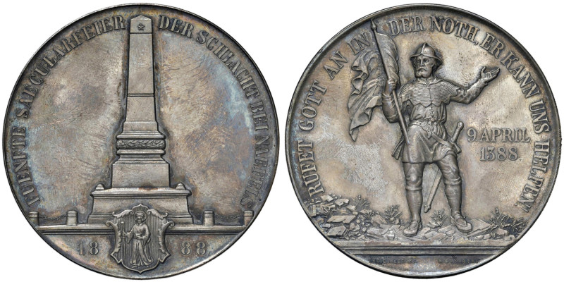 Svizzera, Glarus. Medaglia 1888 - per il cinquecentesimo anniversario der Schlac...