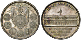 Svizzera, Zurigo. Medaglia 1854 - Sangerfest in Wintwrthur, medaglia Cantonale - Opus: senza firma - R - AG (g.18,91 - Ø 38,02 mm) Eccezionale patina ...