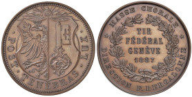 Svizzera, Ginevra. Medaglia 1887 tiro a segno - Schutzentaler, Schutzenmedaillen - Opus: senza firma - Richter 631b - AE (g.28,88 - Ø 37,08 mm) Rara m...