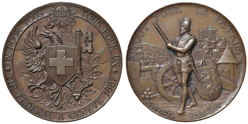 Svizzera, Ginevra - Medaglia 1887 - Tiro federale di Ginevra - Opus: G. Hantz - ...