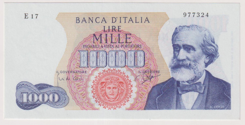 Banca d’Italia 1000 Lire Verdi I° tipo del 05/07/1963 - E17 977324. Rif. Gig. BI...