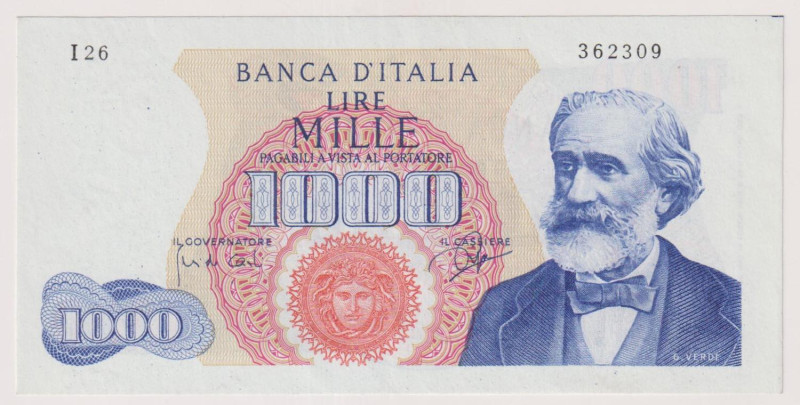 Banca d’Italia 1000 Lire Verdi I° tipo del 25/07/1964 - I26 362309. Leggera pieg...