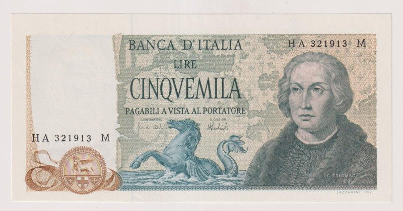 Banca d’Italia 5.000 Lire Colombo II° tipo del 11/04/1973 - HA321913M. Rif. Gig....