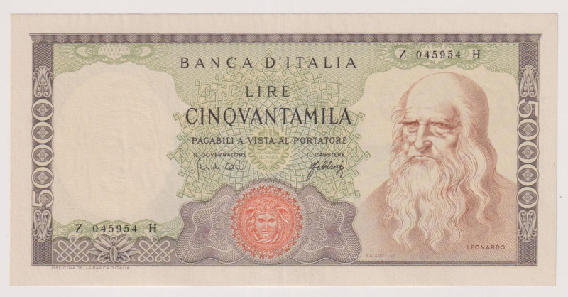 Banca d’Italia 50.000 Lire Leonardo del 03/07/1967 - Z045964H. Rif. Gig. BI 78A...