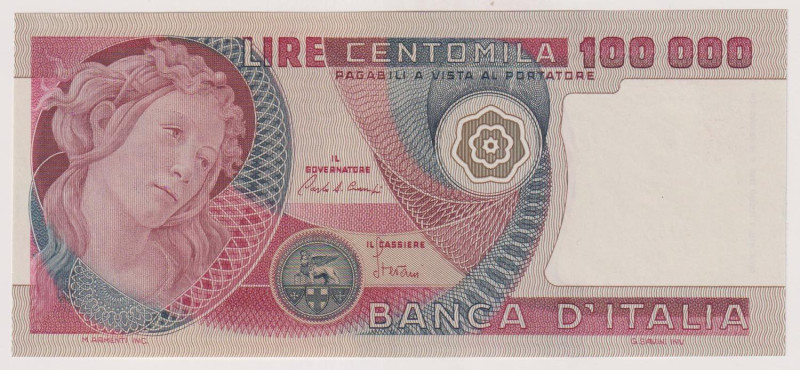 Banca d’Italia 100.000 Lire Botticelli del 01/07/1980 - MA630429P. Rif. Gig. BI ...