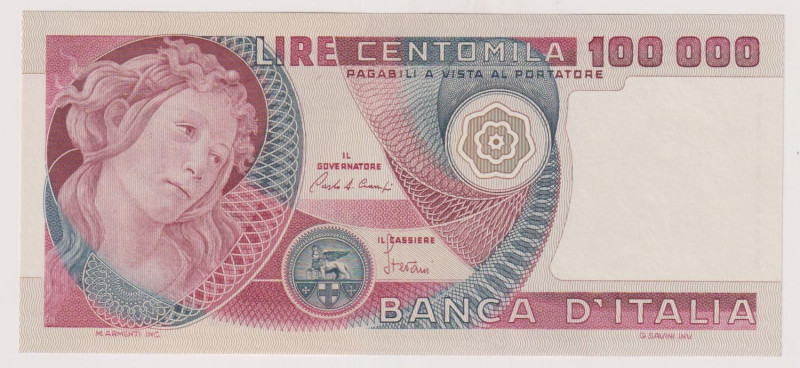 Banca d’Italia 100.000 Lire Botticelli del 10/05/1982 - ZA123759R in fior di sta...