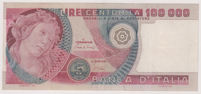 Banca d’Italia 100.000 Lire Botticelli Serie Sostitutiva - XA175468B. Banconota ...