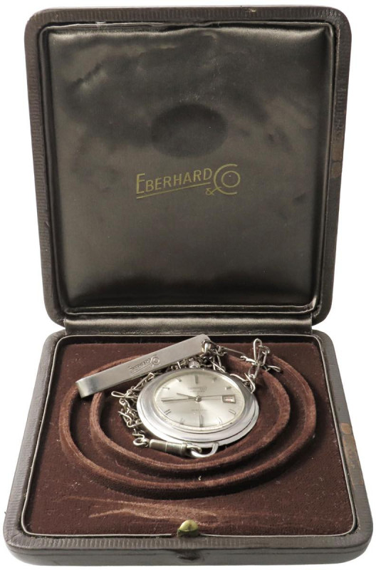 EBERHARD - Piccolo orologio da tasca - Cassa in acciaio con diametro da 40mm. Or...