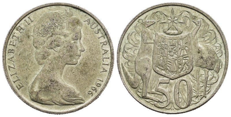 AUSTRALIA. Elisabetta II. 50 Pence 1966. Ag. qFDC