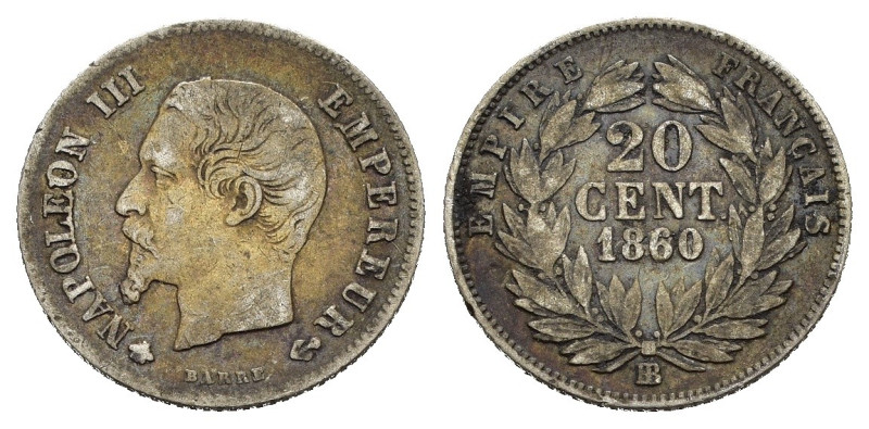 FRANCIA. Napoleone III. 20 centimes 1860 BB (Strasburgo). Gad.305 (6 della data ...