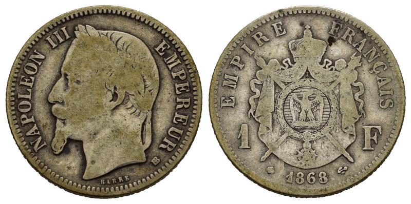 FRANCIA. Napoleone III. 1 franc 1868 BB (Strasburgo). Ag. MB