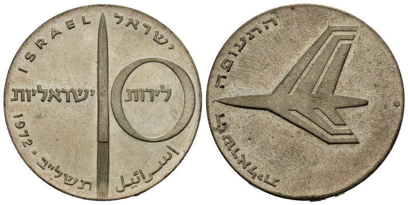 ISRAELE. 10 Lirot 1972. Ag. 26 g. SPL-FDC