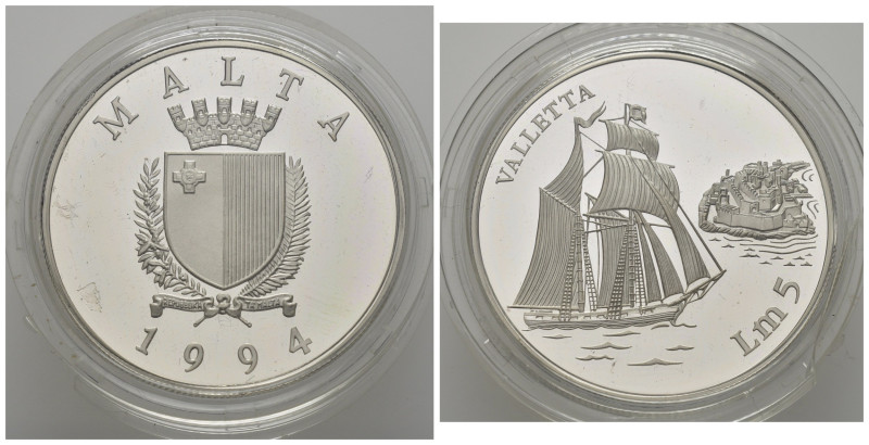 MALTA. 5 Lire 1994. Ag. Proof