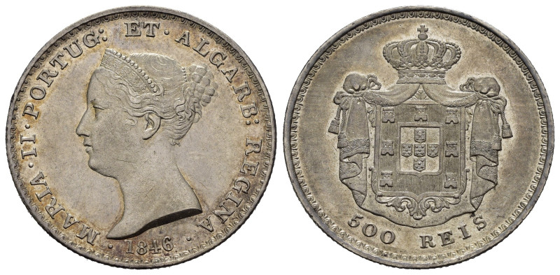 PORTOGALLO. Maria II (1834-1853). 500 reis 1846. Ag. KM#471. SPL