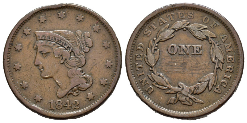 STATI UNITI. 1 cent 1842. Cu. qBB