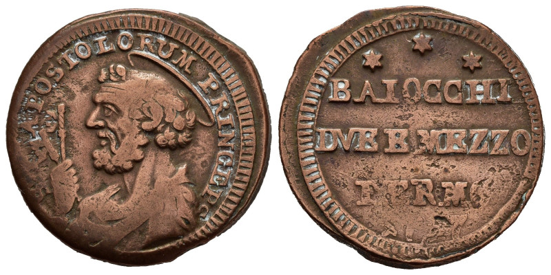 FERMO. Stato Pontificio. Pio VI (1775-1799). Sampietrino 1797 da 2,5 Baiocchi. A...