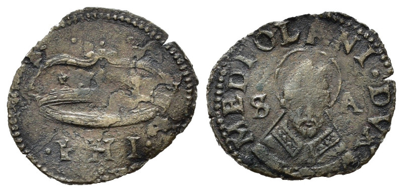 MILANO. Filippo II (1556-1598). Trillina. Cu (0,79 g). Lettere PHI coronate - Bu...