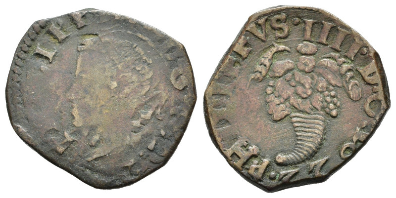 NAPOLI. Filippo IV di Spagna (1621-1665). Tornese 1622/1622. Cu (4,00 g). Testa ...