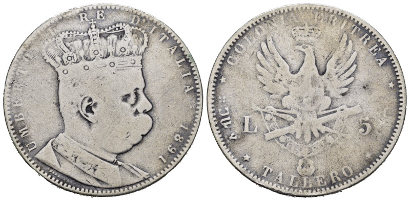 Regno d'Italia. Umberto I (1878-1900). Colonia Eritrea (1890-1896). 5 Lire (Tall...