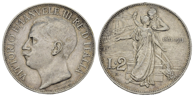 Regno d'Italia. Vittorio Emanuele III (1900-1943). 2 lire 1911 "Cinquantenario"....