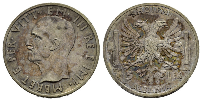 Regno d'Italia. Vittorio Emanuele III (1900-1943). ALBANIA. 5 lek 1939 XVII. Ag....