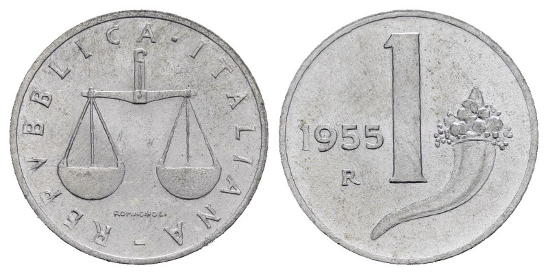 Repubblica Italiana. 1 Lira 1955 Cornucopia. Al. qFDC