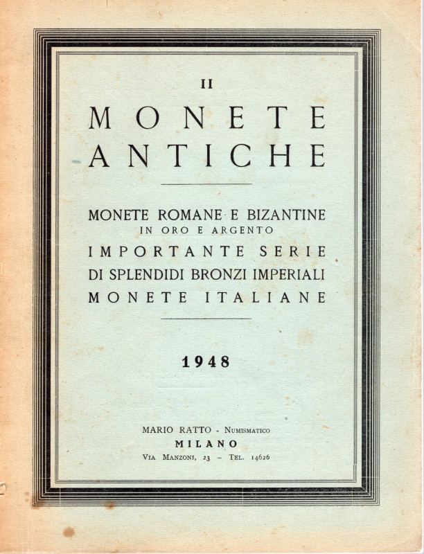 RATTO M. – Milano, 1948. Listino II a prezzi fissi. Monete romane e bizantine in...