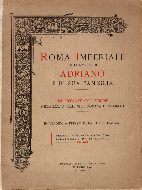 RATTO R. – Milano, 1931. Fascicolo I. a prezzi fissi. Roma imperiale nelle monet...