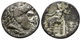 KINGS of MACEDON. Alexander III The Great. (336-323 BC).Side ?.Tetradrachm.

Obv : Head of Herakles right, wearing lion skin.

Rev : AΛΕΞΑΝΔΡΟΥ / ΒΑΣΙ...