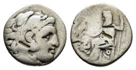 KINGS of MACEDON. Alexander III The Great.(336-323 BC).Lampsakos.Drachm. 

Obv : Head of Herakles right, wearing lion skin.

Rev : AΛEΞANΔPOY.
Zeus se...