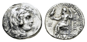 KINGS of MACEDON. Alexander III The Great. (336-323 BC).Sardes.Drachm. 

Obv : Head of Herakles right, wearing lion skin.

Rev : AΛEΞANΔPOY.
Zeus seat...