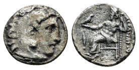 KINGS of MACEDON. Alexander III The Great. (336-323 BC).Magnesia ad Maeandrum.Drachm. 

Obv : Head of Herakles right, wearing lion skin.

Rev : AΛΕΞΑΝ...