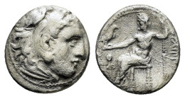KINGS of MACEDON. Philip III Arrhidaios (323-317 BC).Magnesia ad Maeandrum. Drachm. 

Obv : Head of Herakles right, wearing lion skin.

Rev : ΦΙΛΙΠΠΟΥ...