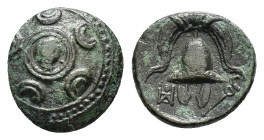 KINGS of MACEDON. Philip III Arrhidaios (323-317 BC).Uncertain in western Asia Minor.Ae.

Obv : Macedonian shield; on boss, head of Herakles facing sl...
