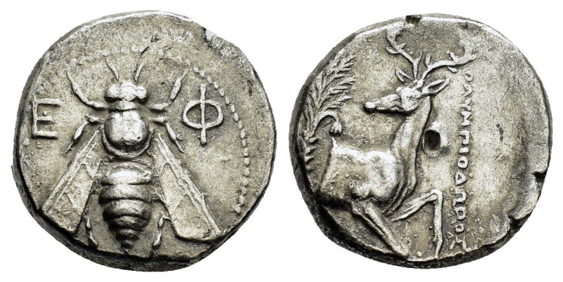 IONIA. Ephesos. (Circa 350-340 BC).Tetradrachm.

Obv : E-Φ.
Bee with straight...