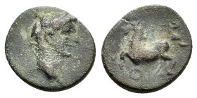 LYCIA. Termessos. Tiberius. Ae.

Obv : Laureate head right.

Rev : TEP / OI.
Horse prancing left.
RPC I 3358; SNG Copenhagen 145.

Condition : Good ve...