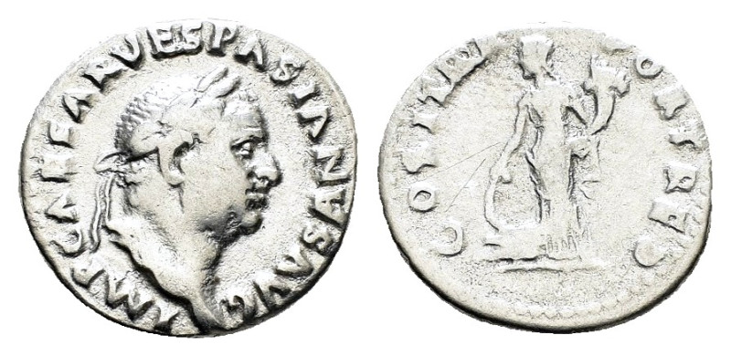 VESPASIAN (69-79).Rome.Denarius. 

Obv : IMP CAESAR VESPASIANVS AVG.
Laureate he...