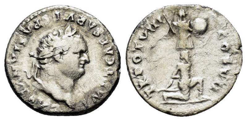 TITUS (79-81). Rome.Fourrèe Denarius.

Obv : T CAESAR IMP VESPASIANVS.
Laureate ...