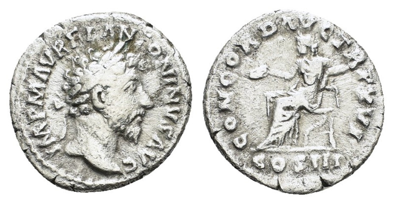 MARCUS AURELIUS (161-180).Rome.Denarius. 

Obv : IMP M AVREL ANTONINVS AVG.
Bare...