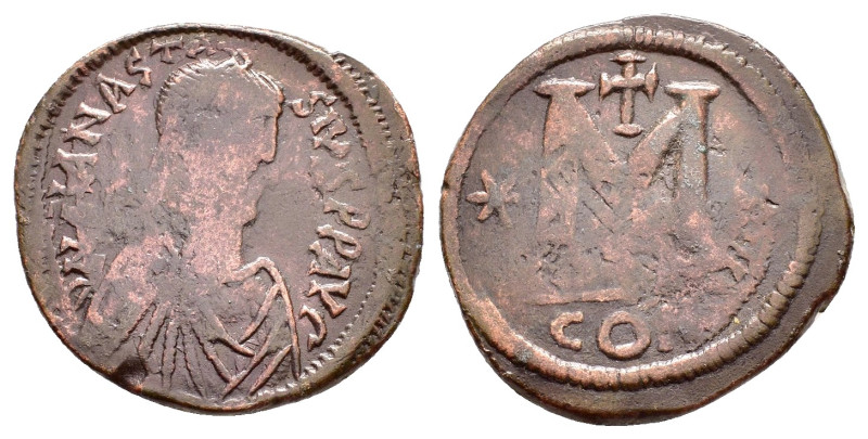 ANASTASIUS I.(491-518).Constantinople.Follis.

Obv : DN ANASTASIVS PP AVG.
Pearl...